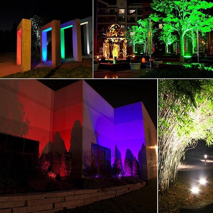 Led Flood Light Outdoor 30W, 300W Equivalent, Color Changing RGB Lights | Remote Control, 120 RGB Colors, Warm White 2700K, Timing, Custom Mode, Uplight Landscape Lights,IP66 US 3-Plug (2 Pack)