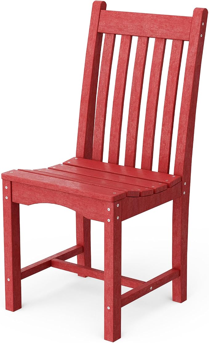 Wildridge Classic 7-Piece 44"x84" Dining Set, Cardinal Red - Outdoor Weather Resistant Recycled Plastic Furniture for Patio