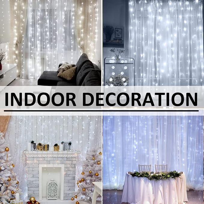 Solhice LED Curtain Lights Outdoor 30ft x10ft Cool White, 720 LED Plug in Hanging Christmas String Lights Indoor, Twinkle Light Backdrop for Outside Backyard Wedding Bedroom Decor (Not Connectable)