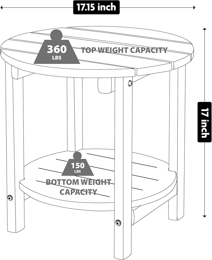 LZRS Adirondack Side Table Double End Table, Outdoor Coffee Tables for Patio, Backyard,Pool, Indoor Companion, Easy Maintenance & Weather Resistant(Teak)