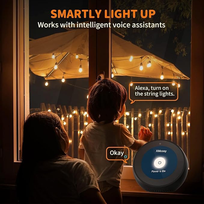 XMCOSY+ Smart Outdoor String Lights, 75Ft G40 Patio Lights with 34 Bulbs | Dimmable LED bulbs, connectable, WiFi & APP control, works with Alexa, extendable waterproof design for porch and backyard