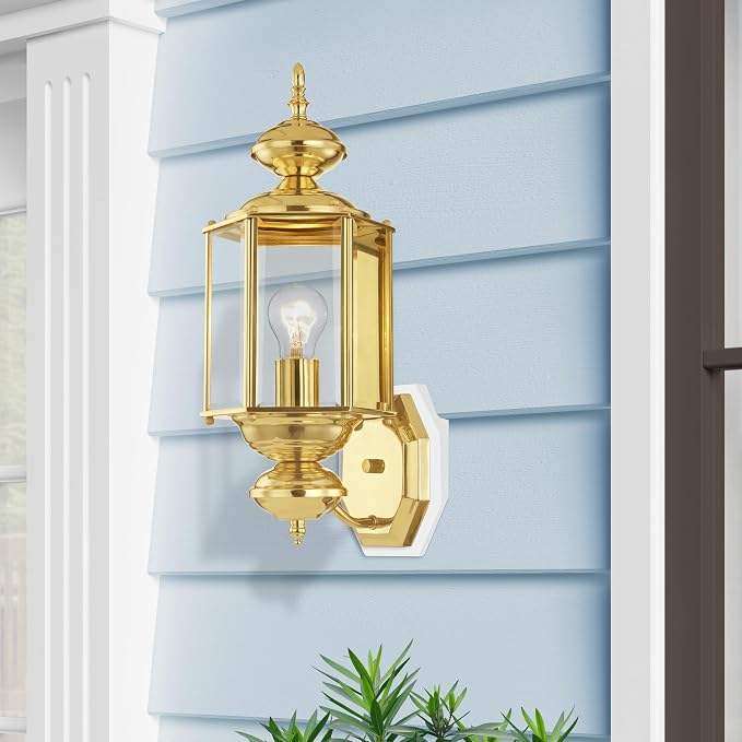 Livex Lighting 2006-02 1-Light Outdoor Wall Lantern, Polished Brass