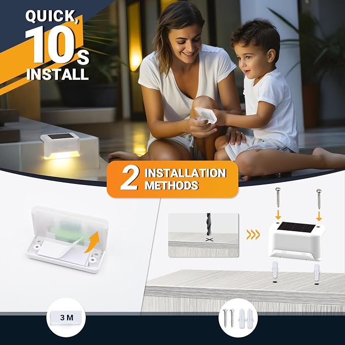 SOLPEX Solar Fence Lights Outdoor 20 Pack, Waterproof, Warm White | Solar Step Lights for Outdoor Stairs, Deck, Fence, Yard, Patio, and Balcony