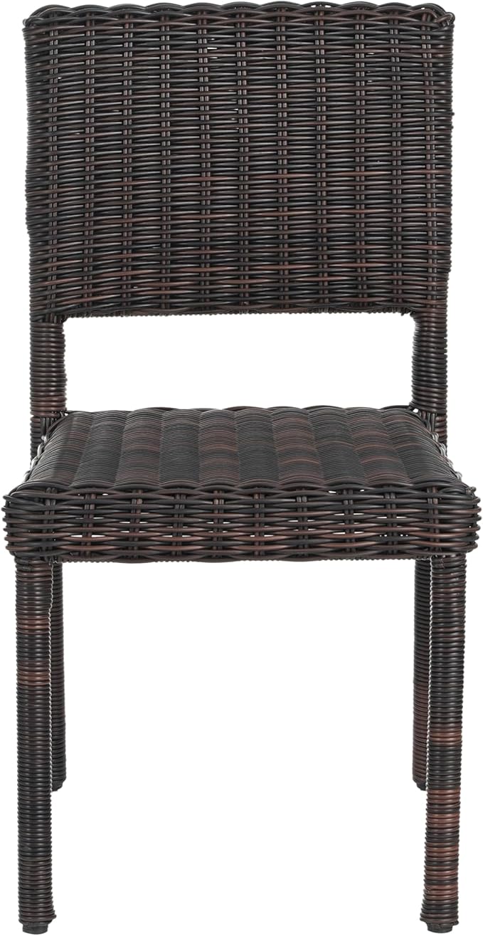 Christopher Knight Home Farley Acacia Wood Outdoor Dining Set for 4, 5 Piece Patio Dining Table and Chair Set, Faux Rattan Outdoor Dining Chair and Table Set, Teak+Brown
