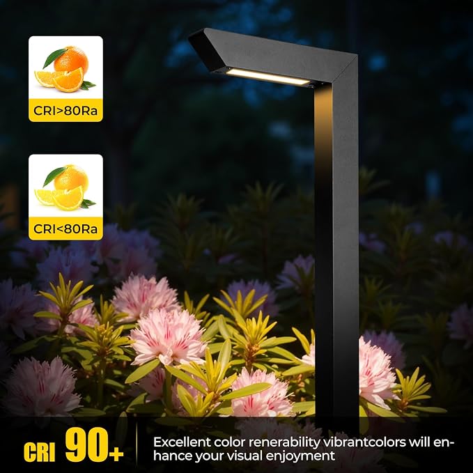3CCT LED Low Voltage Landscape Pathway Light, 12V Premium 3000K/4000K/5000K Selectable Path Lights Wired, Modern Walkway Lights Outdoor, Higher Housing with Larger Stake (19.71IN, 12pack)