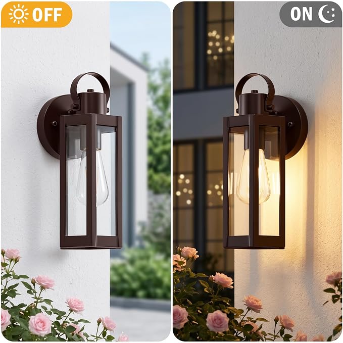 EJIAXIN 2 Pack Porch Lights Outdoor, 13" Brown Exterior Light Fixtures | Waterproof Outdoor Lights for House,Matte Brown Wall Mount Lamp,Modern porch light for House Patio Door Garage