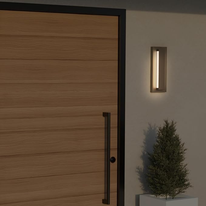 Globe Electric 60000172 15W LED Integrated Outdoor Wall Sconce, Matte Black, Frosted Acrylic, 600 Lumens, 2700 Kelvin, 90 CRI