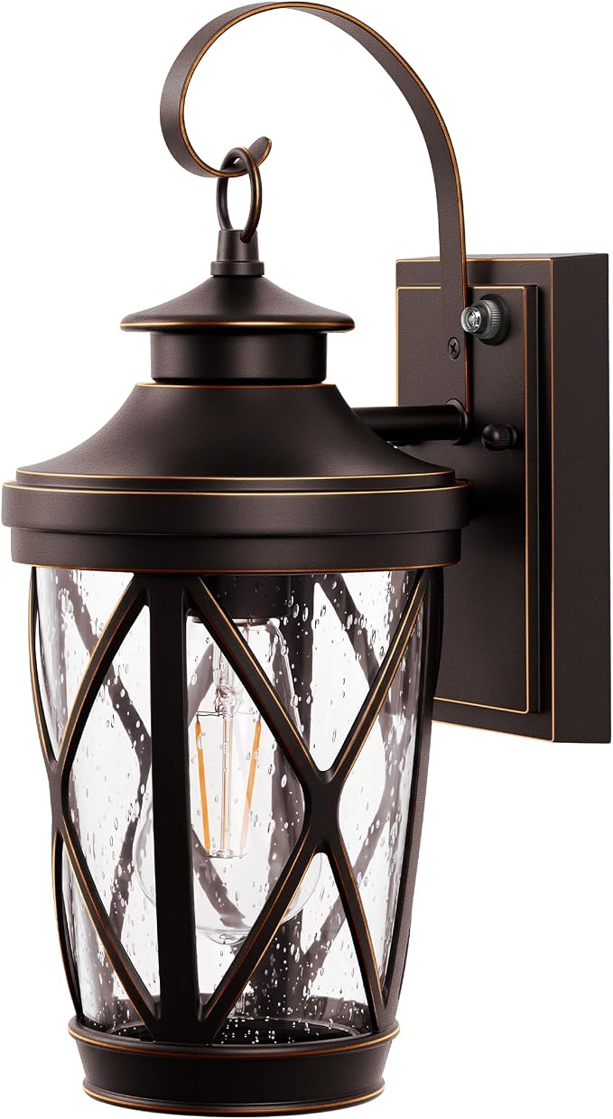 VIANIS Porch Lights Outdoor, Outdoor Wall Light with Dusk to Dawn Sensor, Bronze Gold Trim Exterior Lighting Fixtures with 100% Aluminium, Exterior Wall Sconce with E26 Base, Coach Lights for Garage