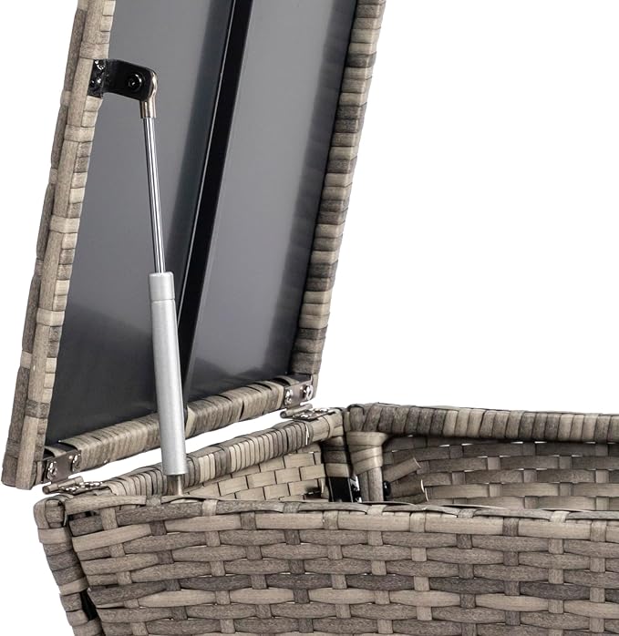 Outdoor Wicker Side Table with Storage, All-Weather Rattan Side Table, 13-Gallon Capacity, Water-Resistant Wicker Patio Table, for Outdoor Patio, Porch, Garden, Grey