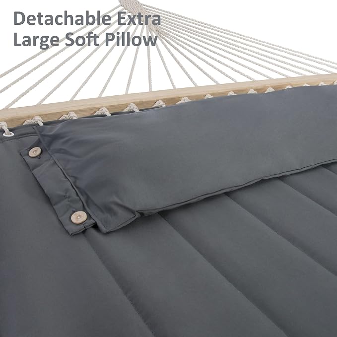 SUNCREAT 2 Person Hammock with Stand, Heavy Duty Portable Hammocks, 475 lbs Capacity, Dark Grey