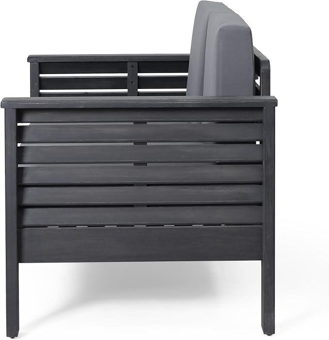 Merax Outdoor Acacia Wood Loveseat and Coffee Table Patio Conversation Set with Cushions