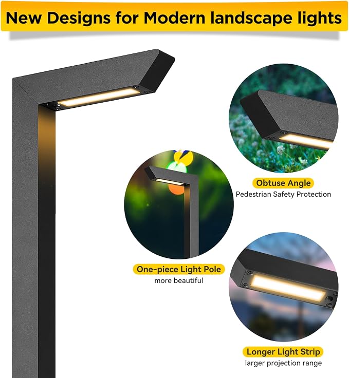 3CCT LED Low Voltage Landscape Pathway Light, 12V Premium 3000K/4000K/5000K Selectable Path Lights Wired, Modern Walkway Lights Outdoor, Higher Housing with Larger Stake (19.71IN, 12pack)