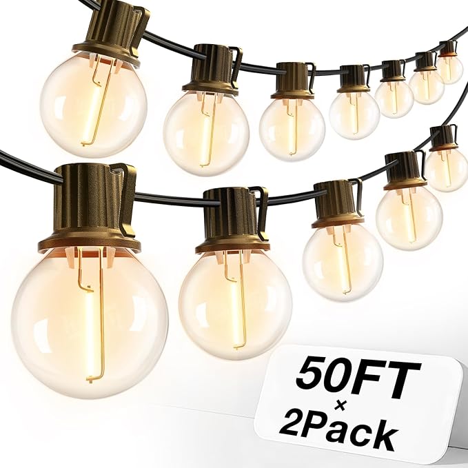 addlon 100FT Outdoor String Lights 54 G40 LED Bulbs Dimmable Waterproof | Shatterproof Globe Bulbs Dimmable, Hanging Patio Lighting for Outside Backyard Garden Deck Balcony Porch Cafe Bistro Pergola