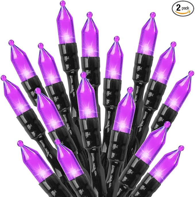 2Pack Christmas Lights Outdoor, 33FT 100 LED Mini Purple Lights Plug in with 8 Modes for Outdoor Indoor Christmas Tree Light Party Holiday Commercial Decorations, Waterproof & Connectable, Purple | 8 Light Modes, Waterproof, Connectable, Plug in, Chris...