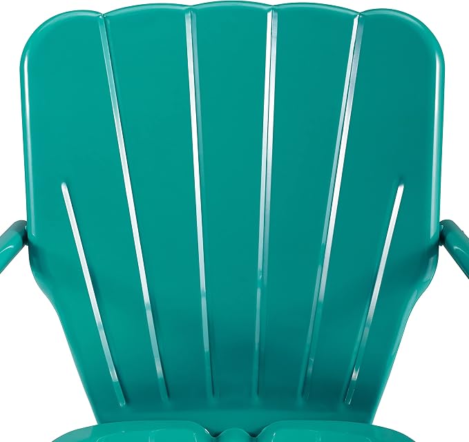 Crosley Furniture Ridgeland 5-Piece Outdoor Dining Set for 4, Retro Metal Round Patio Table and Chairs, Turquoise Gloss
