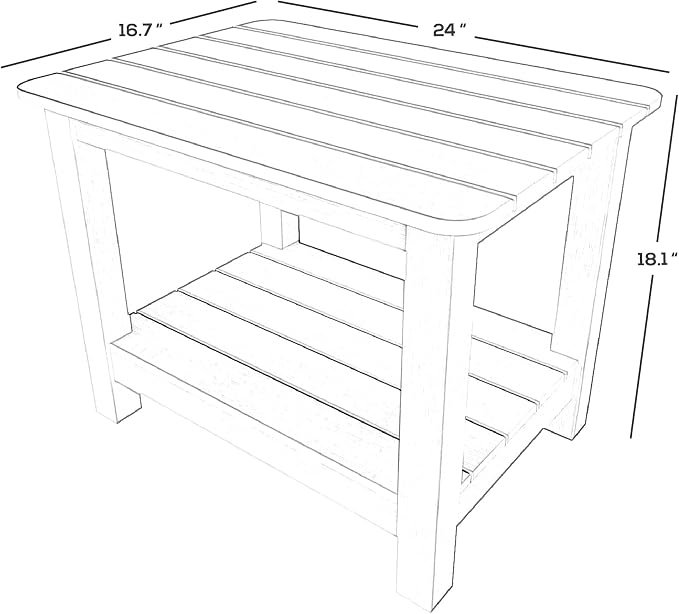 WestinTrends Tuscany Outdoor Side Table, All Weather HIPS 2 Tier Adirondack Small Patio Table with Storage, Teak