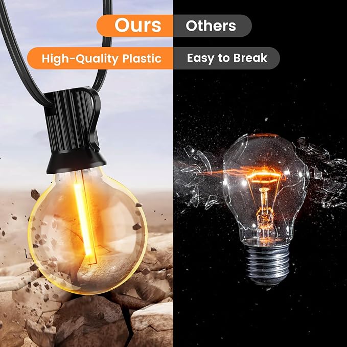 OHLUX 120FT Solar String Lights Outdoor with Remote, Commercial Grade Patio Lights with 52 Shatterproof LED Filament G40 Globe Bulbs, Dimmable Outside Edison Hanging Light for Backyard Party Decor