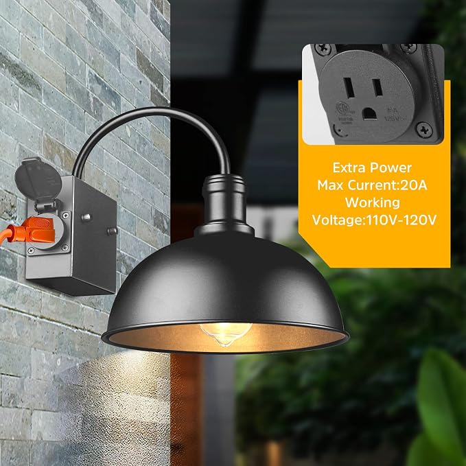 Bdrofn 2-Pack Outdoor Wall Sconces, Exterior Farmhouse Gooseneck Barn Light, Vintage Matte Black Outside Wall Lighting Fixture, Anti-Rust Waterproof Outdoor Light for House Porch Garage Entryway