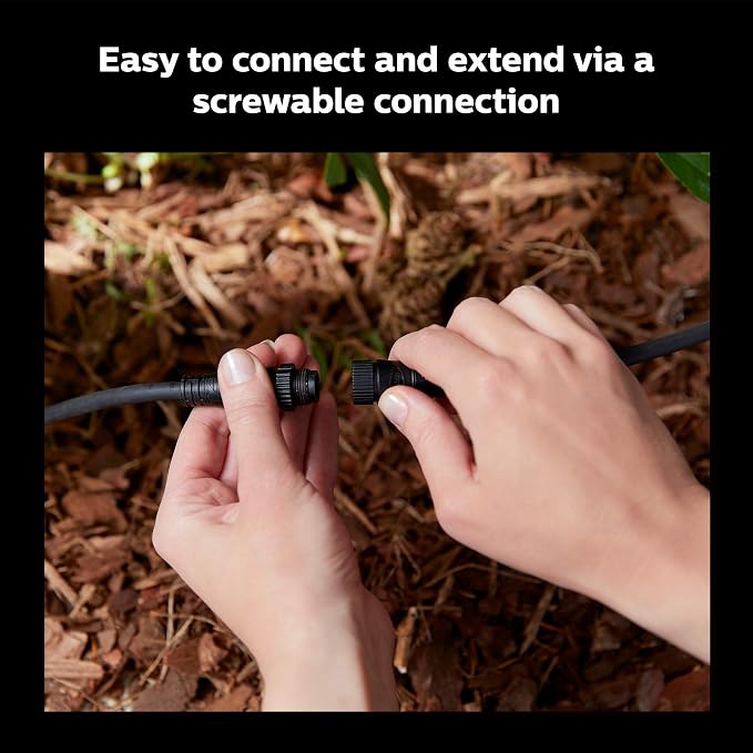 Philips Hue Outdoor 8-Foot Cable and T Connector - Connect Your Hue Outdoor Low Voltage Lights - 1 Pack - Requires Hue Bridge - Weatherproof