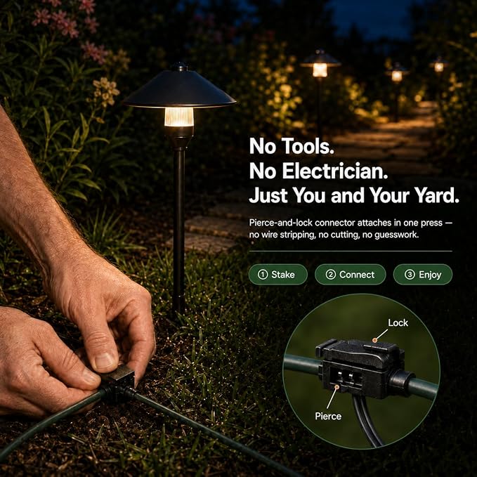 HIBOITEC 3W Low Voltage Pathway Lights 4 Packs, Bulb Replaceable Design | Aluminum Wired Path Lights 12V-24V AC/DC, Outdoor Waterproof Landscape Lighting for Yard Garden Walkway, ETL Listed