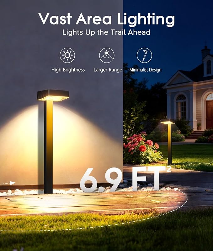 ELECLINK Solar Pathway Lights Outdoor, 12 Pack Garden Lights Solar Powered Path Light with Larger LED Lens, 2 Light Modes Waterproof Outdoor Solar Light for Yard Driveway Walkway Landscape, Warm White