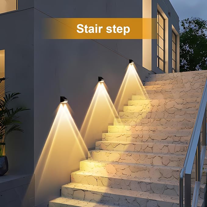Long Lasting Solar Fence Lights Outdoor,3000/4000/6000K,Deck Lights Waterproof,Perfect for Winter and Rainy Days,Dusk to Dawn High Brightness Solar Lighting for Wall,Step,Yard,Patio,Backyard(12 Pack)