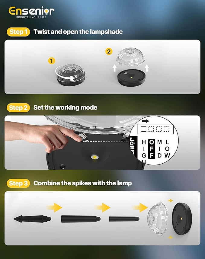 Ensenior 8-Pack Solar Lights Outdoor, Auto ON/Off 6500K LED Solar Garden Lights for Pathway, Yard, Patio, Walkway, Flower Bed, Halloween Christmas Landscape Lighting, IP65 Waterproof, Flag Lights