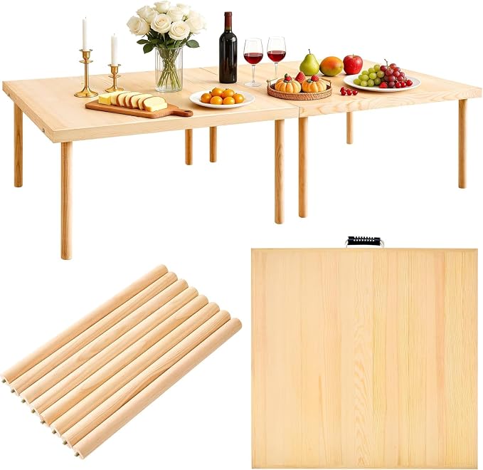 60"x30" Boho Wooden Picnic Table, Portable Wood Picnic Desk,Solid Wood Picnic Table, Boho Low Picnic Floor Desk for Beach, Camping, Backyard, Floor Seating
