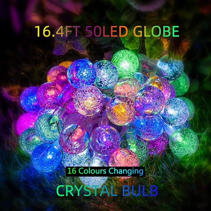 Metaku 16.4ft 50LED Battery Operated Fairy Light with Remote Color Changing | Outdoor String Lights Waterproof Indoor Outdoor Hanging Globe Decorative Christmas for Patio Gazebo Bistro Garden Balcony