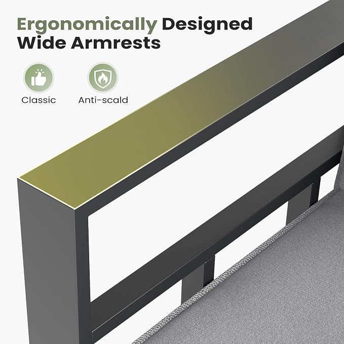 5 Piece Aluminum Patio Furniture Set, Thick Cushions, Aluminum Outdoor Sectional Conversation Set with Coffee Table for Porch, Backyard, Deck(Grey/Light Grey)