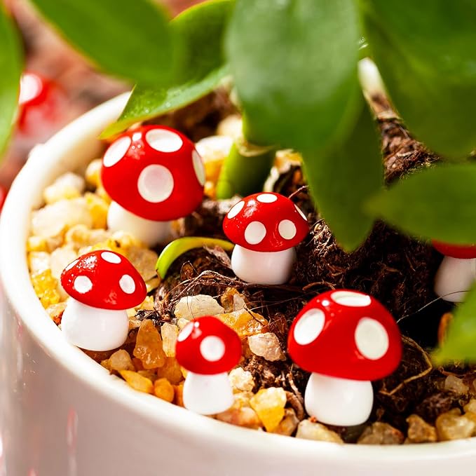 60 Pcs Mini Resin Mushrooms, 0.7" 0.5" 0.4" | Tiny Fairy Garden Decor, Little Fake Mushroom Miniatures Statue, For Bonsai Micro Landscape Craft