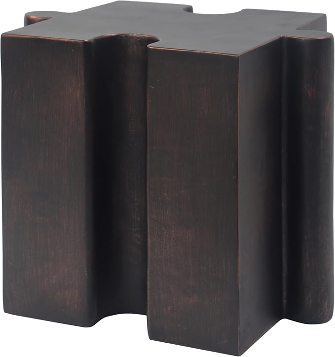 Christopher Knight Home Daton Interlocking Puzzle Outdoor Side Table, Lightweight Concrete Patio Coffee Table, Concave Edge MGO Modular End Table, Creative Set Up for Indoor&Outdoor Use, Copper