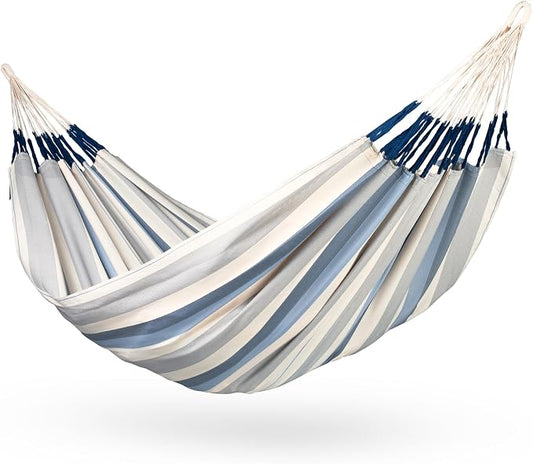 LA SIESTA® Brisa Kingsize Outdoor Hammock — Colombian-Made Polypropylene, UV & Weather Resistant, for Backyard & Patio - Sea Salt