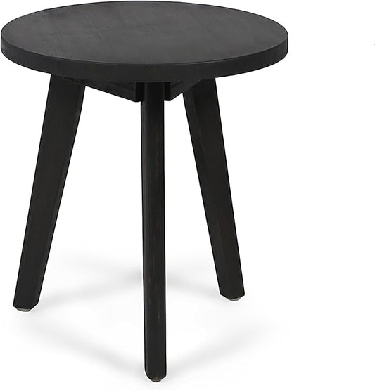 Great Deal Furniture Indoor Farmhouse Acacia Wood Side Table, Dark Gray Finish