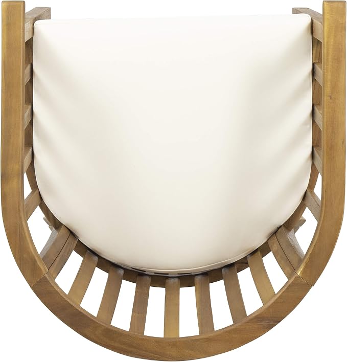 Christopher Knight Home Badaz Acacia Wood Patio Dining Set for 2, Solid Wood Outdoor Dining Table Set for 2, 3 Piece Outdoor Dining Set with Round Table and Armchair with Seat Cushion, Teak+Cream