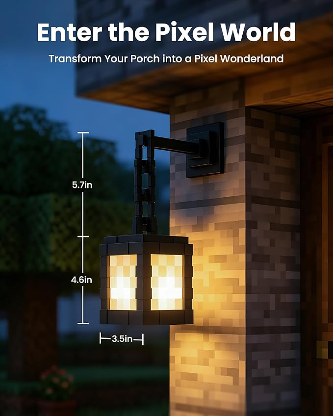 Pixel Solar Lanterns Outdoor, USB-C & Solar Hanging Light for Patio Decor | 17-Color RGB Table Lamp with Remote & Timer, IP66 Waterproof, Decor for Yard Garden Porch & Winter Camping, Gift for Gamers