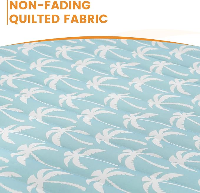 Lazy Daze Hammocks 12FT Quilted Fabric Hammock with Soft Pillow, Double 2 Person Tree Hammock with Spreader Bar for Outside Patio Poolside Backyard Beach, 450 lbs Capacity, Coastal Floral