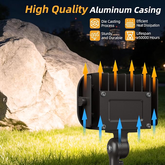 15W LED Outdoor Security Flood Lights 2 Pack,AC 120-277 Input | 100lm/W Efficacy,Super Bright LED Chips,7V×7H Beam Spread,180°Adjustable Knuckle Mount,IP65 Waterproof,4000K Color Temperatur