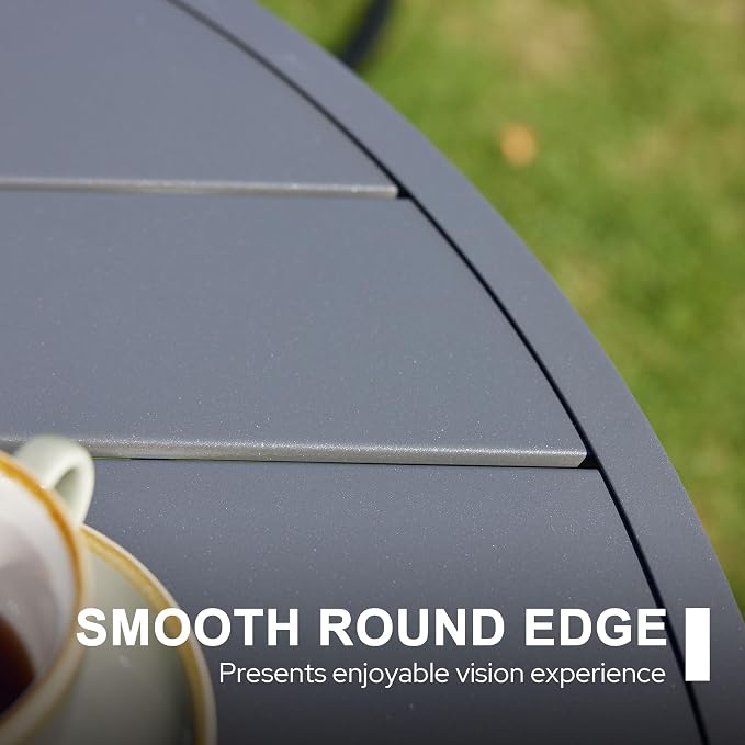 VICLLAX Patio 9 Pieces Outdoor Dining Set, Wrought Iron Metal Outdoor Table and Chairs Set, 53" Round Table with Umbrella Hole and 8 Stackable Chairs for Lawn, Garden, Porch, Dark Grey/Black