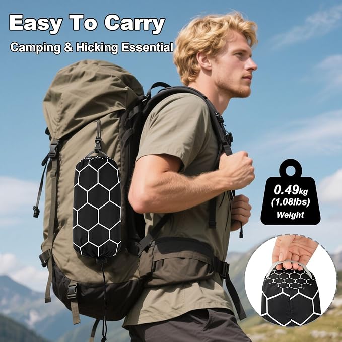 Camping Hammock Outdoor Hammocks for Outside Hexagonal Grid Black Beach Trees Portable Lightweight with Pockets Tree Straps Indoor