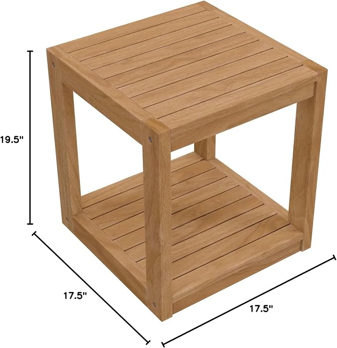 Modway Carlsbad Teak Wood Side Table, Natural