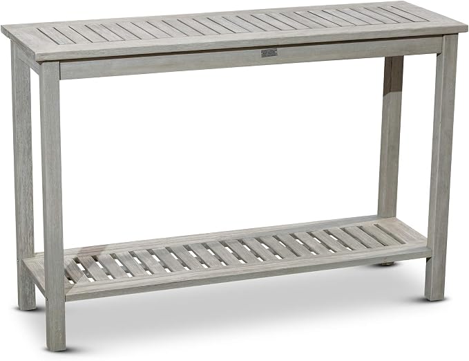 DTY Outdoor Living Eucalyptus Wood Console Table, Two-Shelf Outdoor Buffet, Driftwood Gray Weather-Resistant Finish