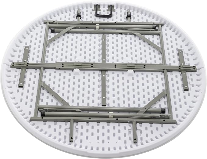 BTEXPERT Set of 5, White 4 Ft 48inch Round Plastic Folding Table Commercial Portable for Banquet Dining Wedding Party Events Home Kitchen Patio Backyard Indoor Outdoor