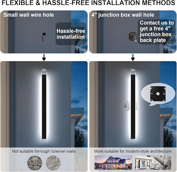 Modern Outdoor Wall Lights, 2700-6500K Dimmable Black Outdoor Wall Sconce with Remote Control, 70.87in Waterproof Linear Exterior Wall Light for Entrance, Hallway, Garage