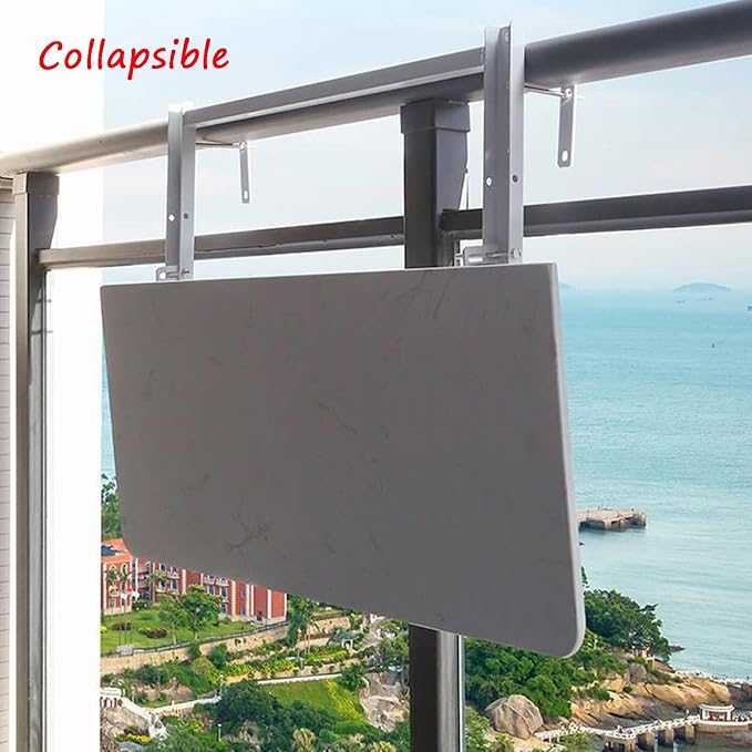 Adjustable Hanging Balcony Bar Railing Shelf – Foldable Patio Table for Gardens, Terraces & Promenades – 3 Heights, Space-Saving Design (L120*W35cm / L47.2*W13.8in)