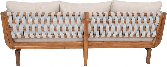 Christopher Knight Home Gwen 5 Piece Acacia Wood Patio Conversation Set with Sofa, Coffee Table, Ottomans and Club Chair, Patio Sofa Set with Cushions, Outdoor Patio Furniture Set, Teak+Beige