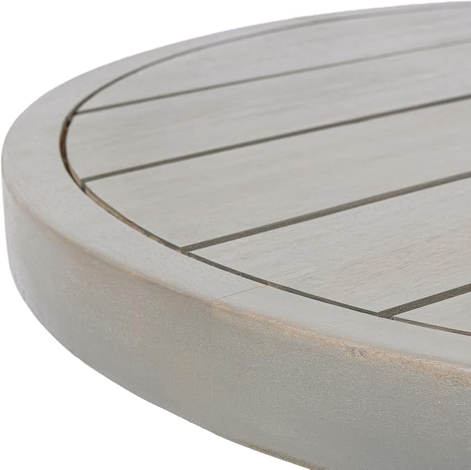 JONATHAN Y Solanya 28" Round Acacia Wood Outdoor Coffee Table with Slatted Tapered Base, Weather-Resistant Solid Wood Center Table for Patio, Garden, Deck, Gray Wash END7000B