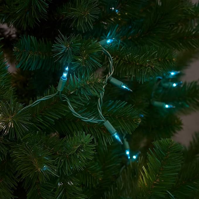 Novelty Lights 11 Feet 50 Bulbs Teal Incandescent Mini Christmas Lights