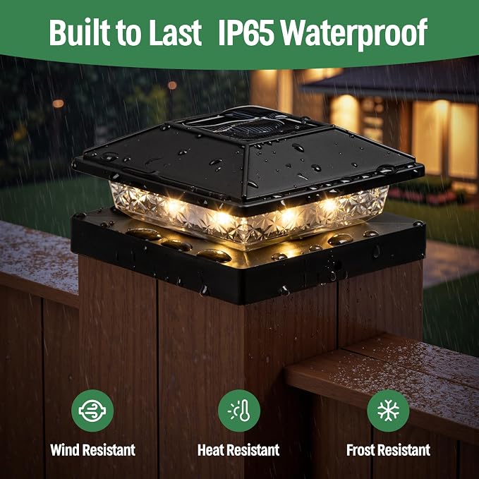 JOFIOS Solar Post Cap Light 16Pack, IP65 Waterproof, Fit 4x4/3.5x3.5 Posts | Post Cap Lights, 4x4 Deck Fence Solar Lights, Waterproof, Outdoor Post Lights for Vinyl/Wood Posts for Patio Porch Garden