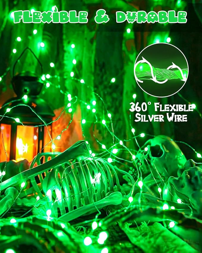 4 Pack 60 LED Fairy Lights Battery Operated with Timer, String Lights Green | 20 FT, Cuttable Copper Wire, Waterproof Battery Lights for Indoor Outdoor, Bedroom, Home DIY, Christmas Halloween Decorations
